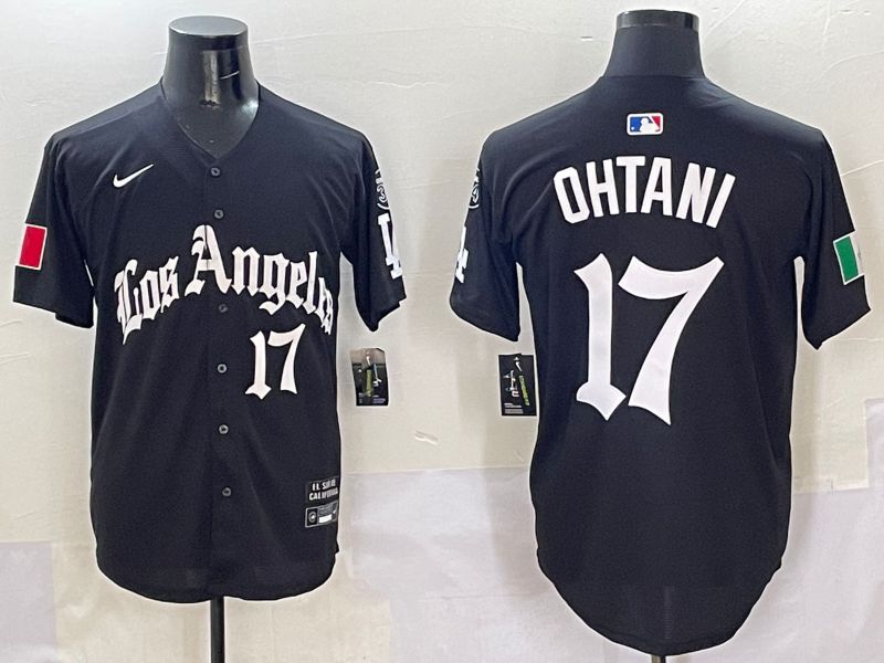 Men Los Angeles Dodgers #17 Ohtani Black Five generations Joint Name 2025 Nike MLB Jersey style 5->los angeles dodgers->MLB Jersey